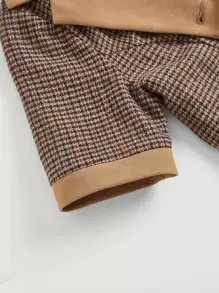 SHEIN MOD 格紋印花西裝領前紐扣連衣裙 - 彩色 - 查看 3