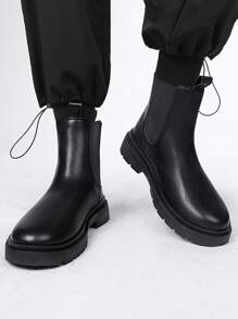 Men Slip On Chelsea Boots - Black - View 3