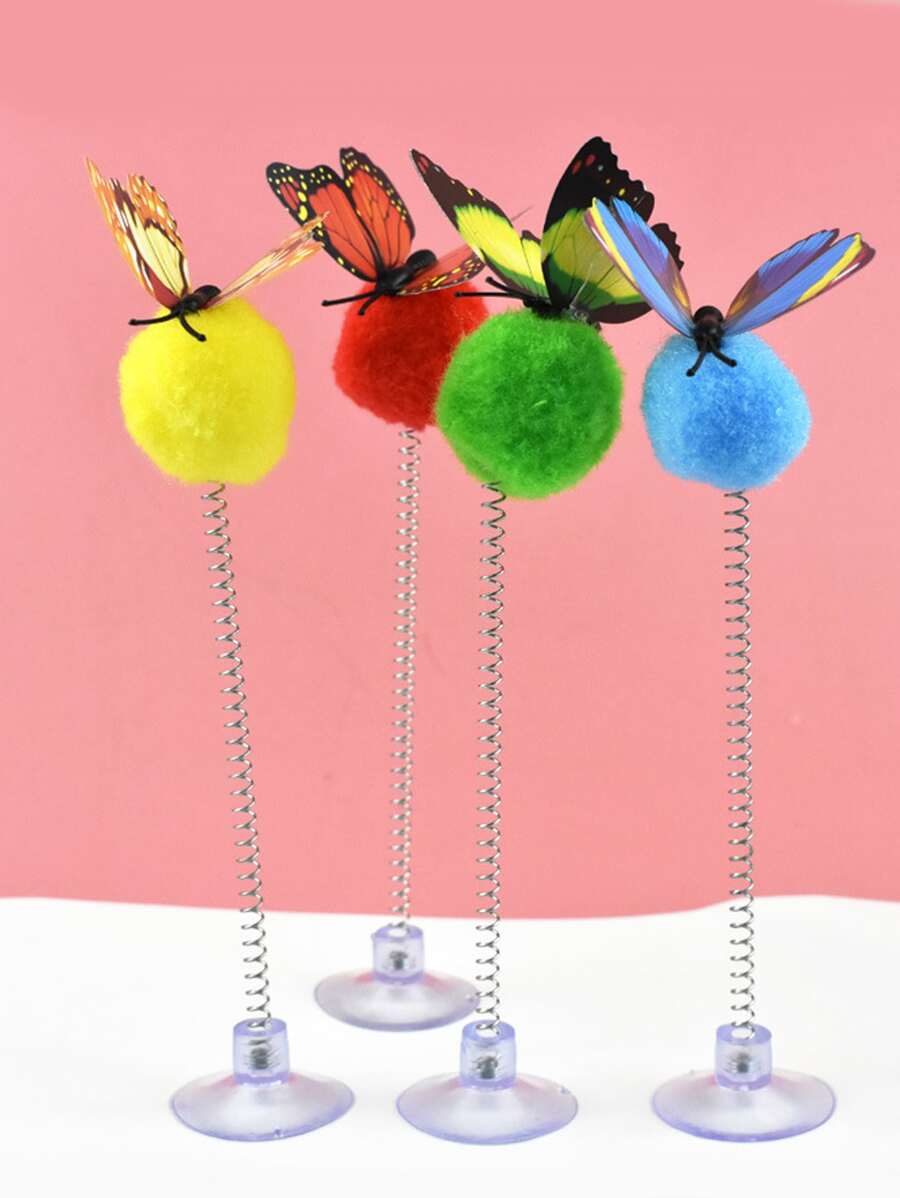 1入組吸盤式蝴蝶裝飾逗貓玩具 - 彩色 - 查看 1