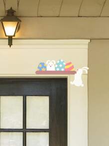 1pc Wooden Decoration Craft, Creative Rabbit & Egg Shaped Ornament For Home, Easter Day Best Gifts