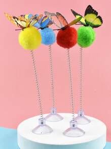 1入組吸盤式蝴蝶裝飾逗貓玩具 - 彩色 - 查看 2