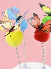 1入組吸盤式蝴蝶裝飾逗貓玩具 - 彩色 - 查看 3