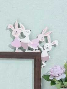1pc Wooden Decoration Craft, Creative Rabbit Shaped Ornament For Home Easter - Multicolor - View 1