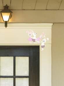 1pc Wooden Decoration Craft, Creative Rabbit Shaped Ornament For Home Easter - Multicolor - View 3