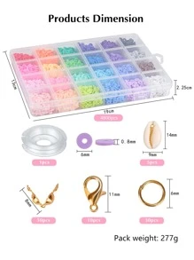 1盒貝殼和軟黏土DIY首飾配件