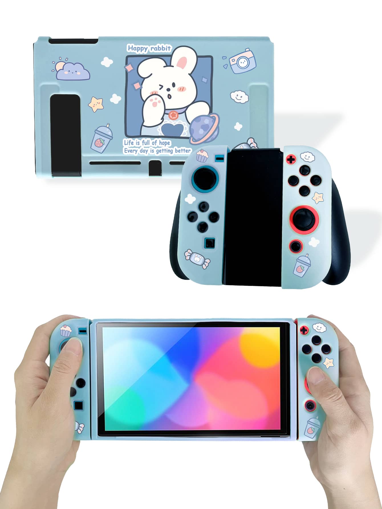 1pc Rabbit Pattern Case Compatible With Nintendo Switch - Multicolor - View 1