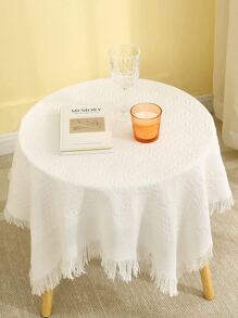 1入組素色流蘇裝飾北歐風格簡約多功能照片背景適用於家庭 - 白色 - 查看 1