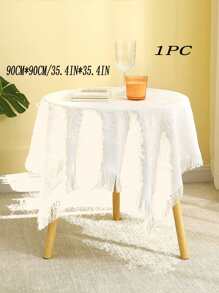 1入組素色流蘇裝飾北歐風格簡約多功能照片背景適用於家庭 - 白色 - 查看 3