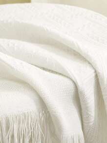 1入組素色流蘇裝飾北歐風格簡約多功能照片背景適用於家庭 - 白色 - 查看 4