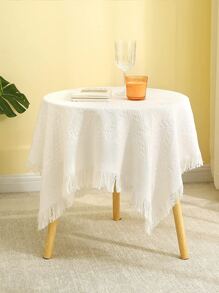 1入組素色流蘇裝飾北歐風格簡約多功能照片背景適用於家庭 - 白色 - 查看 6