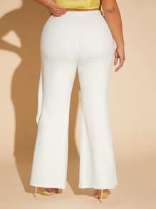 SHEIN SXY Plus Draped Side Flare Leg Trousers - White - View 2