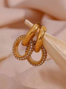 Rhinestone Decor Circle Drop Earrings - Multicolor - View 2