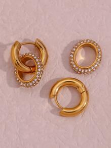 Rhinestone Decor Circle Drop Earrings - Multicolor - View 3