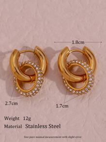 Rhinestone Decor Circle Drop Earrings - Multicolor - View 4