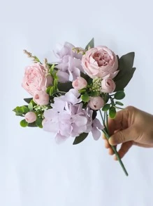 1 件 / 3 件紫色人造花绣球花假牡丹丝绸花玫瑰花束适用于家庭婚礼新娘花束装饰、情人节、礼物 - 紫色 - 查看 3