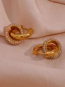 Rhinestone Decor Circle Drop Earrings - Multicolor - View 5