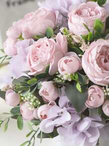 1 件 / 3 件紫色人造花绣球花假牡丹丝绸花玫瑰花束适用于家庭婚礼新娘花束装饰、情人节、礼物 - 紫色 - 查看 4