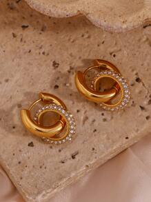 Rhinestone Decor Circle Drop Earrings - Multicolor - View 6