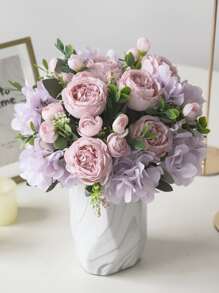 1 件 / 3 件紫色人造花绣球花假牡丹丝绸花玫瑰花束适用于家庭婚礼新娘花束装饰、情人节、礼物 - 紫色 - 查看 5