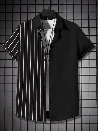 Hombres Camisa con estampado de rayas sin camiseta
