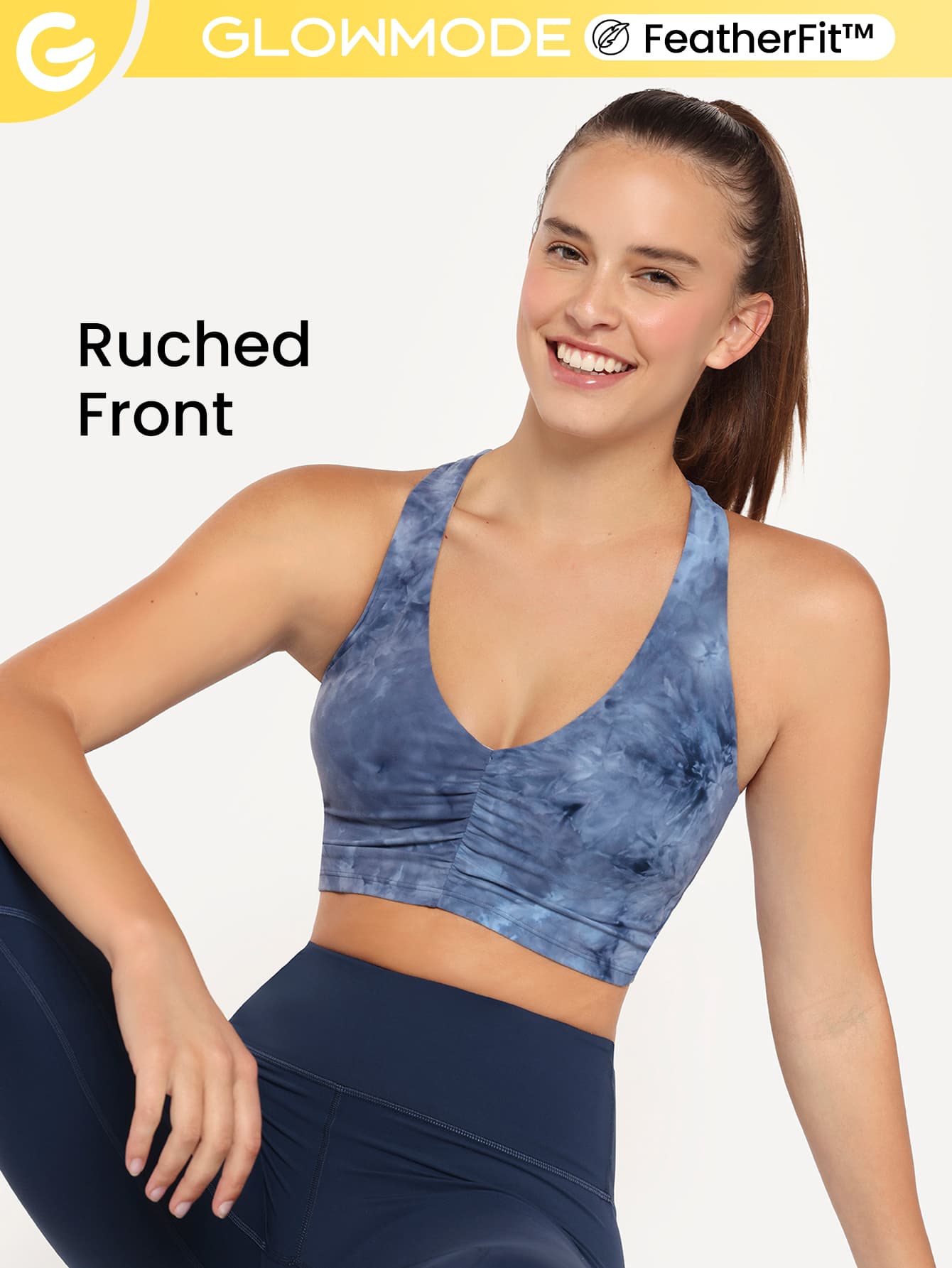 GLOWMODE Sujetador Deportivo Featherfit™ Con Diseño Fruncido Y Espalda De Nadadora - Multicolor - Ver 1