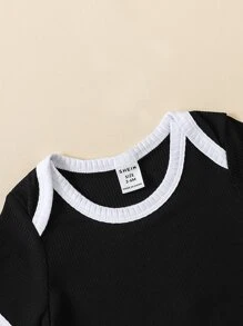 男嬰4入組撞色滾邊連體衣 - 彩色 - 查看 5