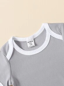 男嬰4入組撞色滾邊連體衣 - 彩色 - 查看 7