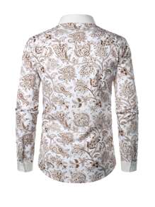 男士印花拼接領襯衫 - 彩色 - 查看 2