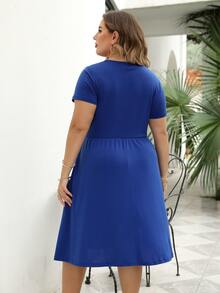 Plus Solid A-line Dress