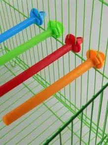 5pcs Solid Random Bird Standing Pole, Bird Finch Canary Budgie Cage Platform Plastic Bird Perch Random Color - Multicolor - View 3
