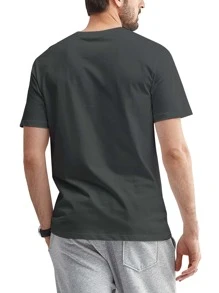 男士馬刺繡T恤 - 深灰色 - 查看 2