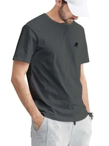 男士馬刺繡T恤 - 深灰色 - 查看 6