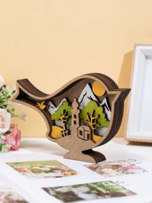 1pc Bird Shaped Decoration Craft, Wooden Creative Spring Art Decoration, For Living Room Bedroom Decoration Easter - Multicolor - View 1
