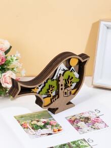 1pc Bird Shaped Decoration Craft, Wooden Creative Spring Art Decoration, For Living Room Bedroom Decoration Easter - Multicolor - View 4