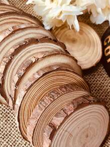 6pcs Wood Disc Design Decoration Craft, Wooden DIY Craft For Home Decoration, Blank Wood Slice Children DIY Prop Rama Decoration Rama - Multicolor - View 2