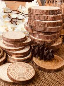 6pcs Wood Disc Design Decoration Craft, Wooden DIY Craft For Home Decoration, Blank Wood Slice Children DIY Prop Rama Decoration Rama - Multicolor - View 4