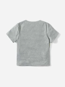 SHEIN Toddler Boys Dinosaur Print Tee - Grey - View 2