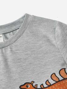 SHEIN Toddler Boys Dinosaur Print Tee - Grey - View 4