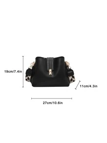 Stitch Detail Bucket Bag - Black - View 8