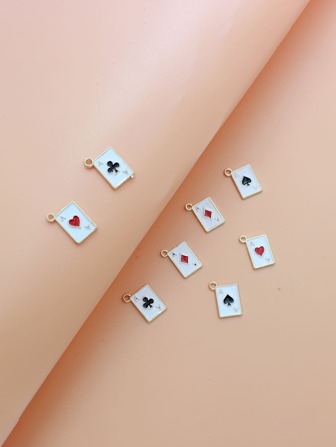 件/套隨機合金撲克牌 DIY 吊墜