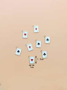 件/套隨機合金撲克牌 DIY 吊墜 - 彩色 - 查看 3