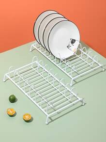 1 Pieza Estante Organizador De Platos Y Tazones De Cocina De Hierro En Color Claro - Blanco - Ver 2