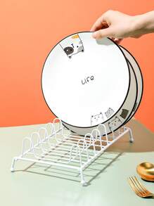 1 Pieza Estante Organizador De Platos Y Tazones De Cocina De Hierro En Color Claro - Blanco - Ver 3