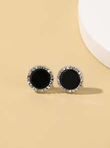 Aretes redondos texturizados para hombre, para regalo de joyería y fiesta - Multicolor - Ver 1