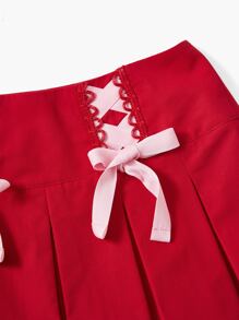 SHEIN Qutie 前繫帶褶皺半身裙