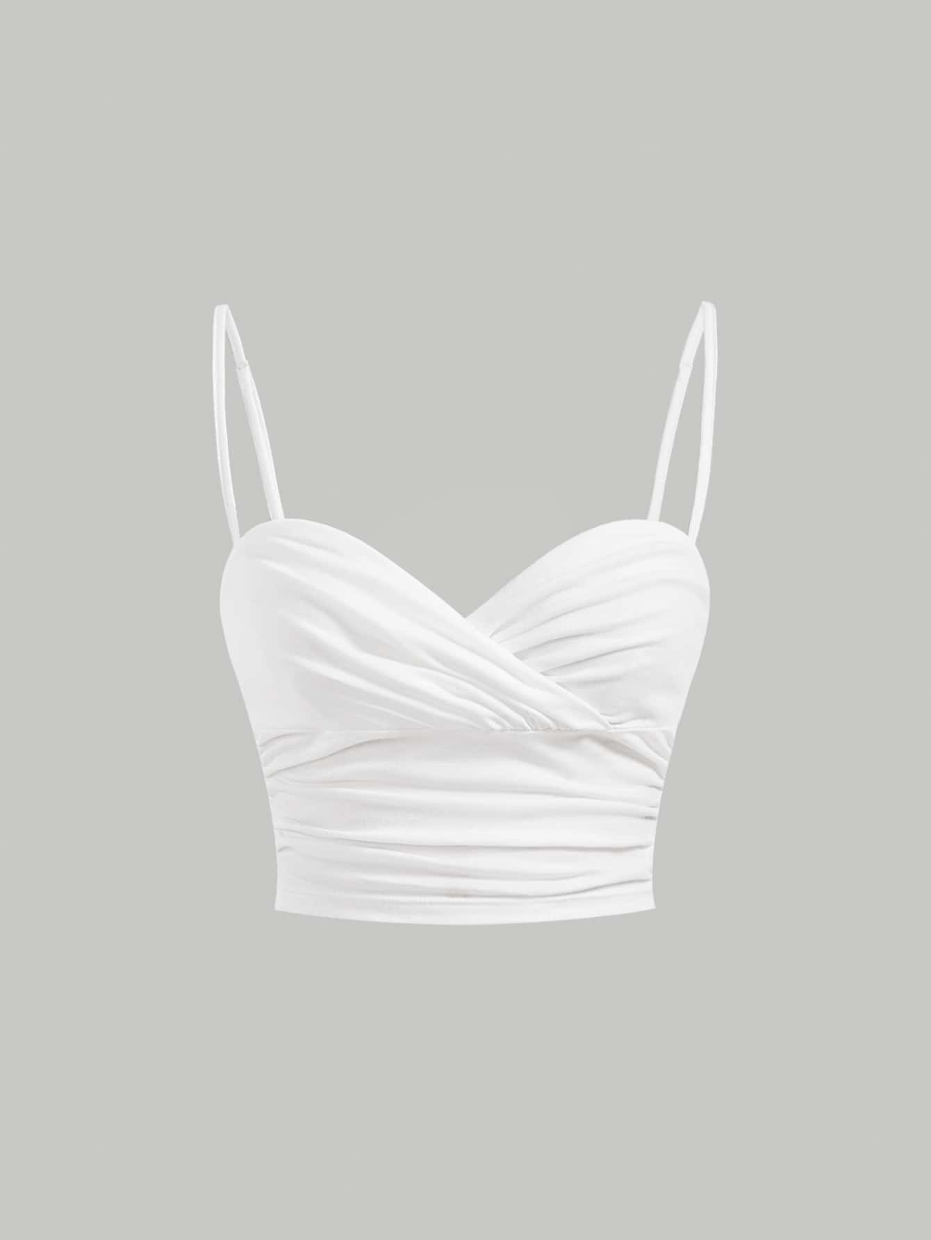 SHEIN MOD 素色褶邊吊帶上衣