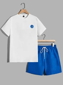 Manfinity RebelGame Bộ hai mảnh Nam Dây kéo Túi Hoạt hình Slogan Giải trí - Xanh đậm - Xem 2