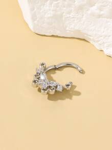 Kim Cương Giả Bướm Trang Trí Mũi Vòng Thép Không Gỉ Phổ Biến Xuyên Cơ Thể Món Quà Trang Sức Dành Cho Nữ & Nam - Bạc - Xem 2