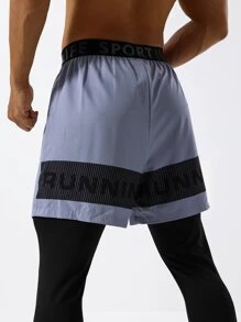 Hombres Pantalones deportivos con estampado de letra 2 en 1 - Multicolor - Ver 4