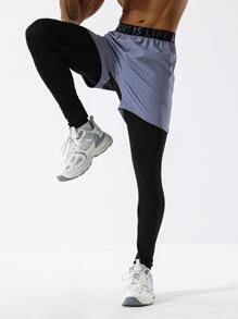 Hombres Pantalones deportivos con estampado de letra 2 en 1 - Multicolor - Ver 6